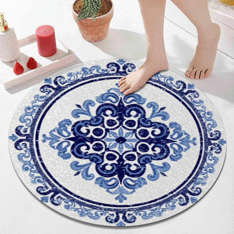 Azure Medallion Round Rug