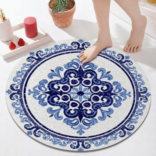 Azure Medallion Round Rug