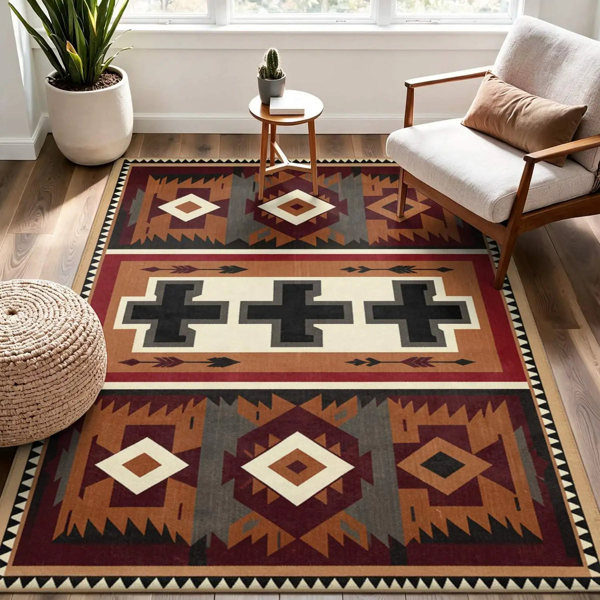 Brick Cross Geometric Rug