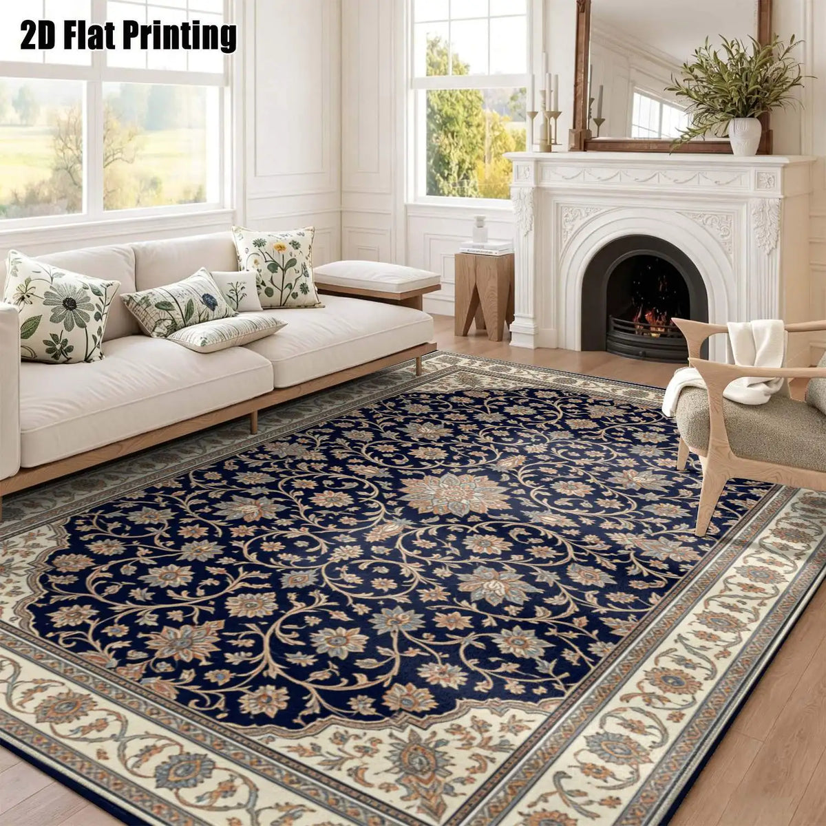Midnight Scroll Floral Rug