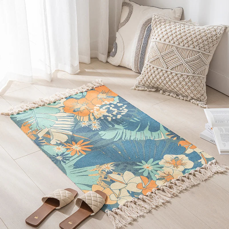 Vintage Tassel Cotton Linen Rug