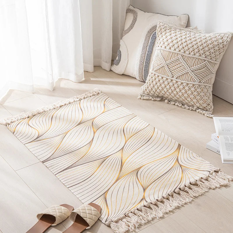 Vintage Tassel Cotton Linen Rug