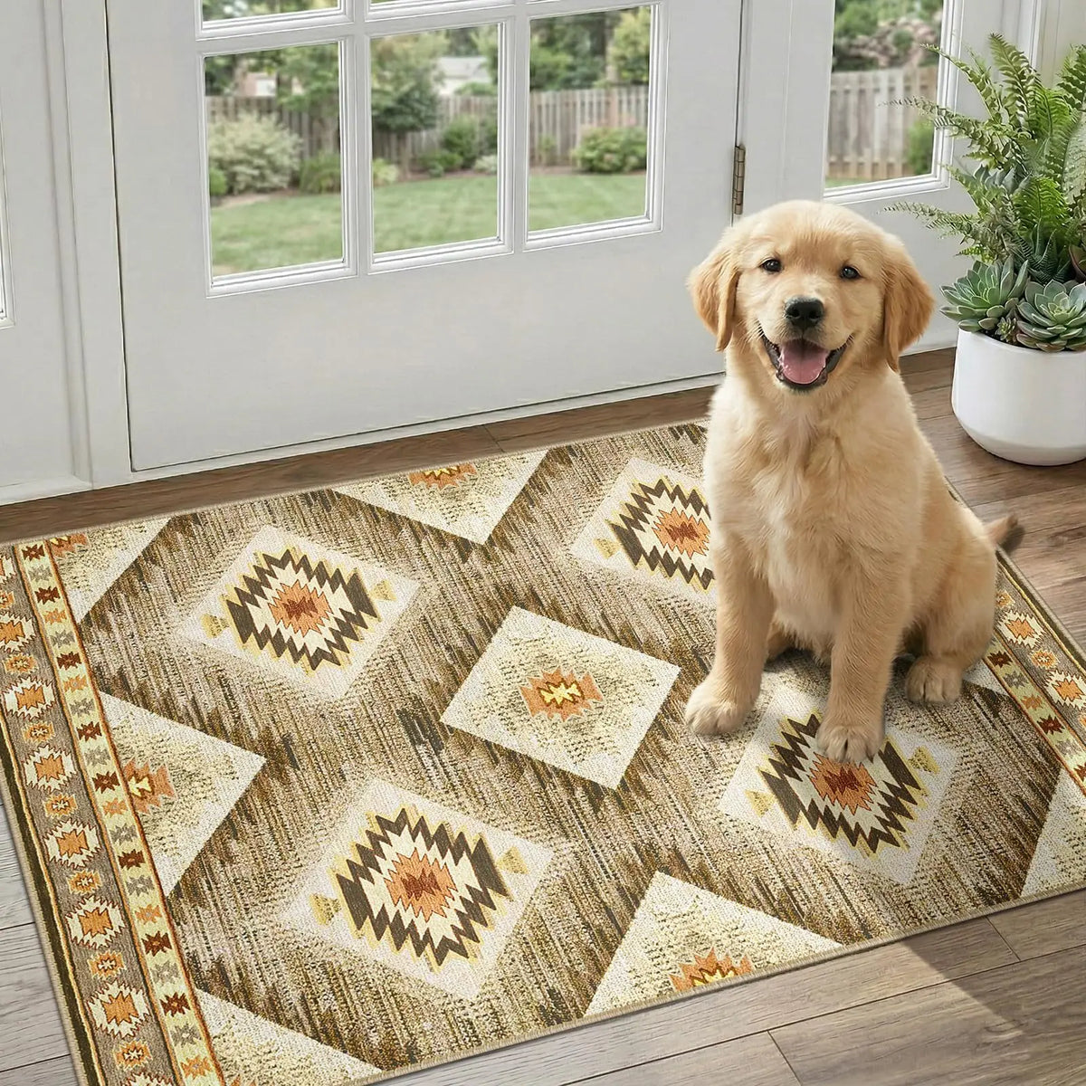 Santa Fe Aztec Border Rug
