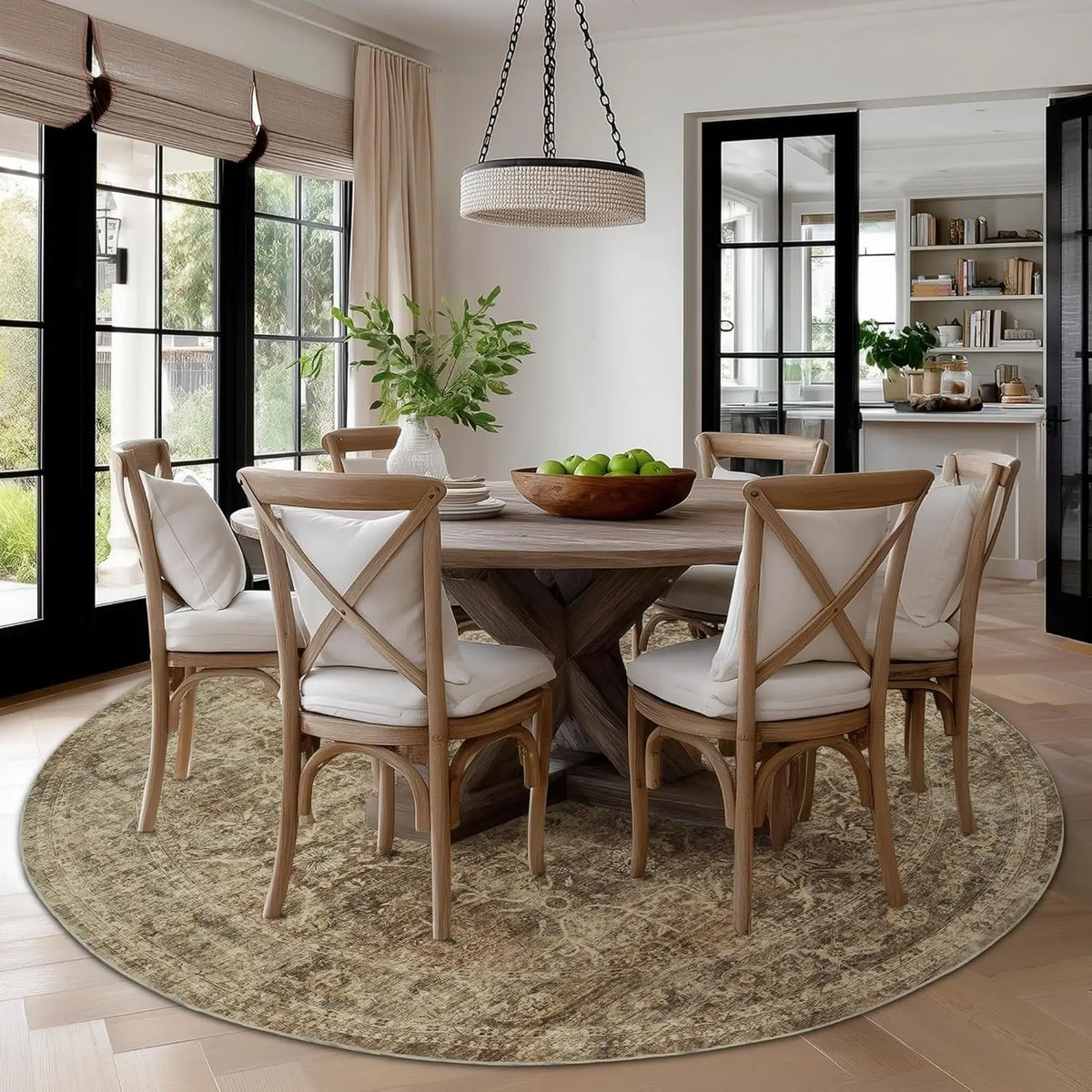 Antique Tan Round Rug