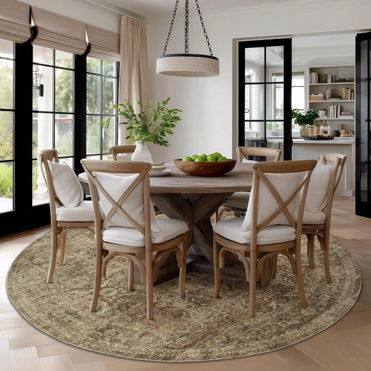 Antique Tan Round Rug