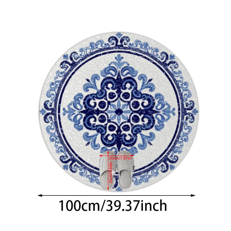 Azure Medallion Round Rug