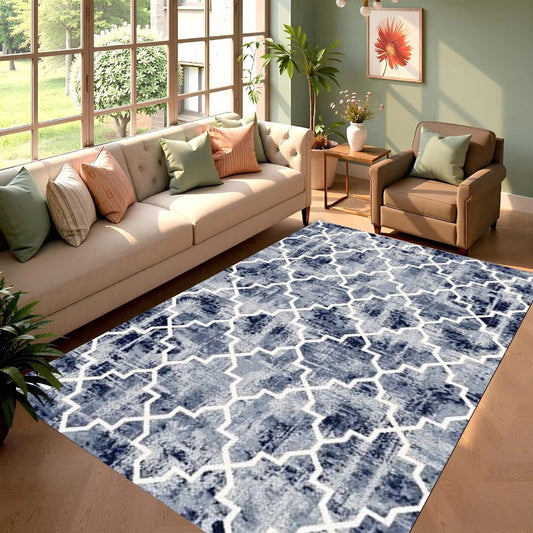 Blue Quatrefoil Moroccan Rug