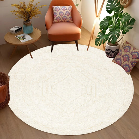 Ivory Sculpted Round Rug