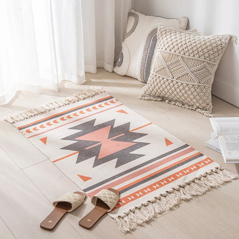 Vintage Tassel Cotton Linen Rug