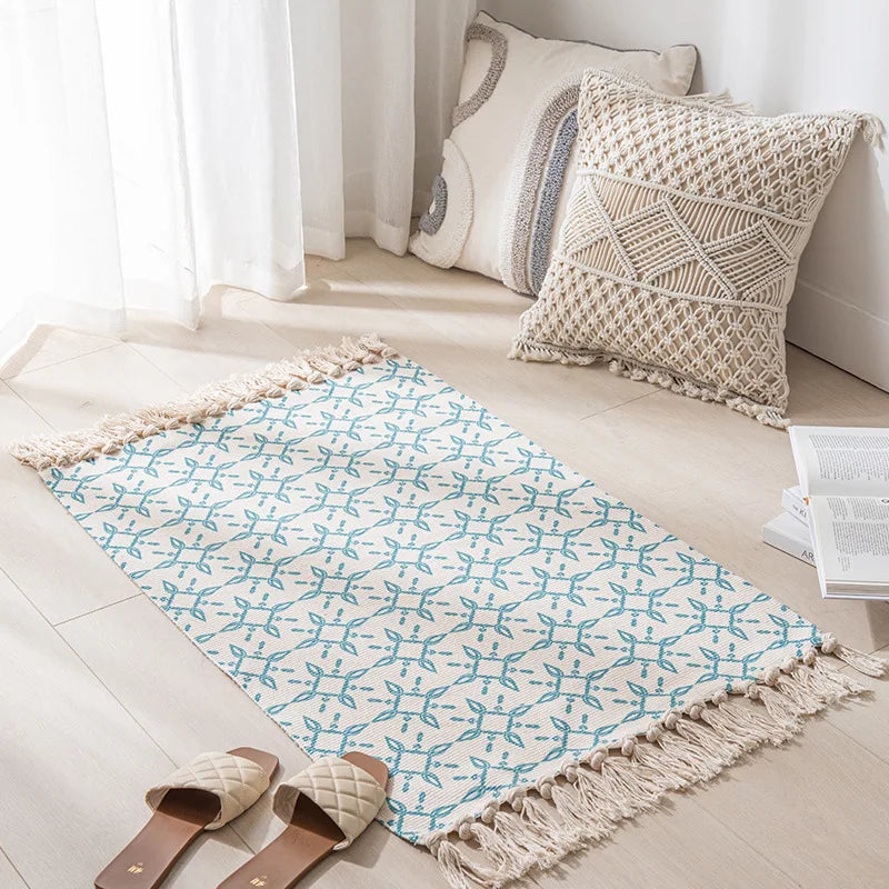 Vintage Tassel Cotton Linen Rug