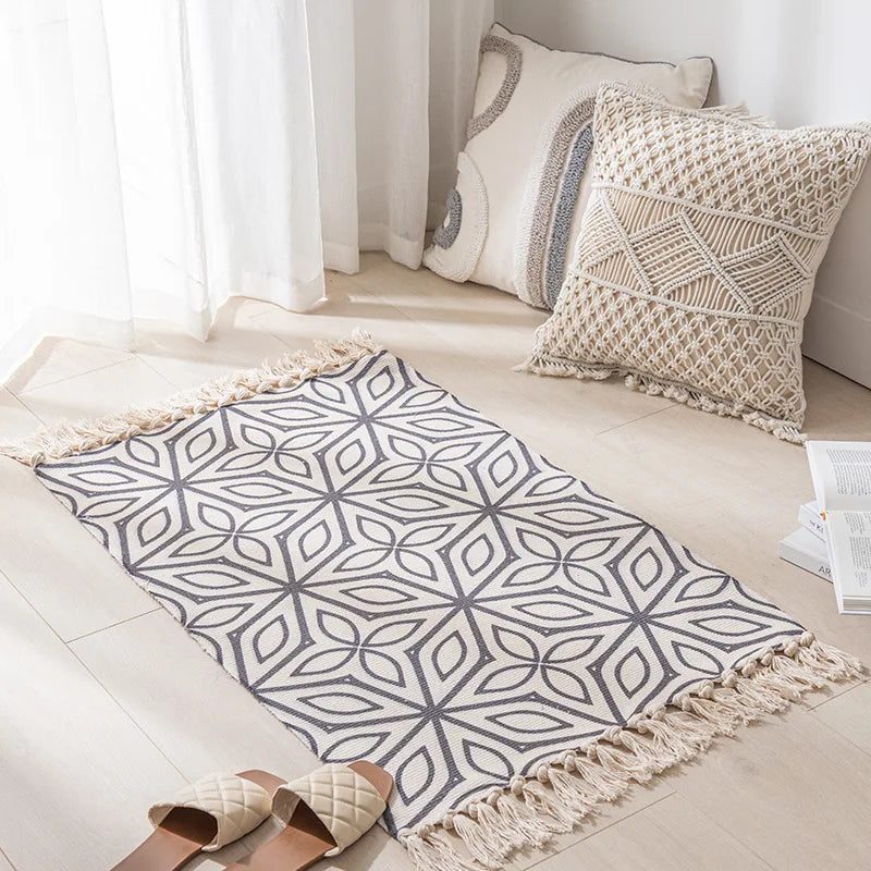 Vintage Tassel Cotton Linen Rug